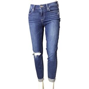 PAIGE Distressed Skinny Raw Hem Ankle Jeans  size 27
